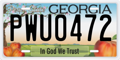 GA license plate PWU0472