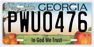 GA license plate PWU0476
