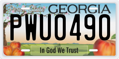 GA license plate PWU0490