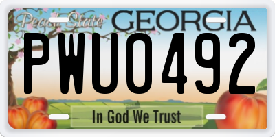GA license plate PWU0492