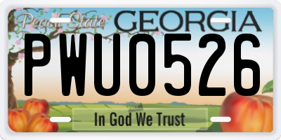 GA license plate PWU0526