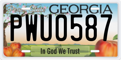 GA license plate PWU0587