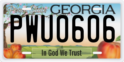 GA license plate PWU0606