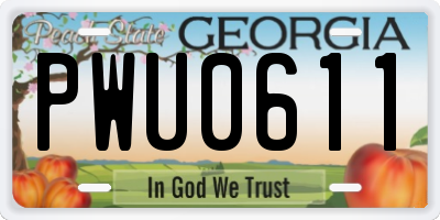 GA license plate PWU0611