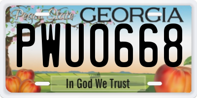 GA license plate PWU0668