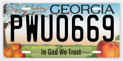 GA license plate PWU0669