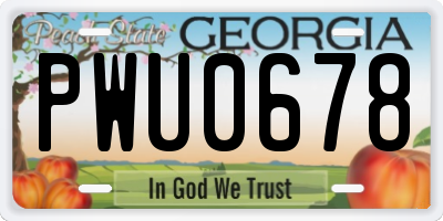 GA license plate PWU0678