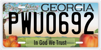 GA license plate PWU0692