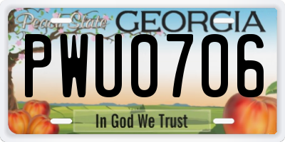 GA license plate PWU0706
