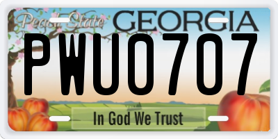 GA license plate PWU0707