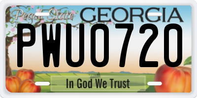GA license plate PWU0720