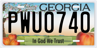 GA license plate PWU0740