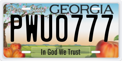 GA license plate PWU0777
