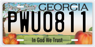 GA license plate PWU0811