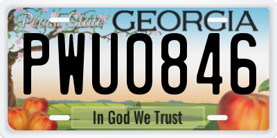 GA license plate PWU0846