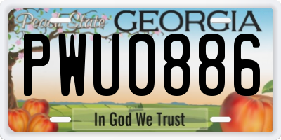 GA license plate PWU0886