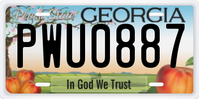 GA license plate PWU0887