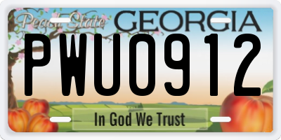 GA license plate PWU0912