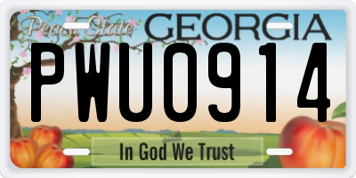 GA license plate PWU0914