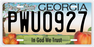 GA license plate PWU0927