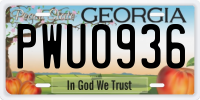 GA license plate PWU0936