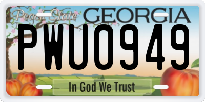 GA license plate PWU0949