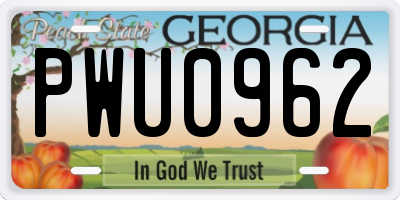 GA license plate PWU0962