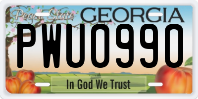 GA license plate PWU0990