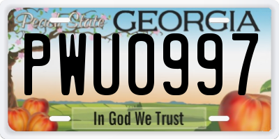 GA license plate PWU0997