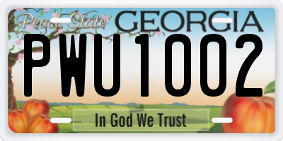 GA license plate PWU1002