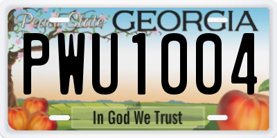GA license plate PWU1004
