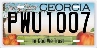 GA license plate PWU1007