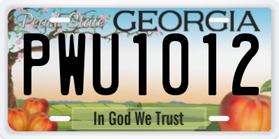 GA license plate PWU1012