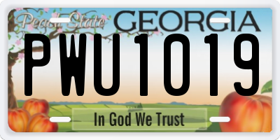 GA license plate PWU1019