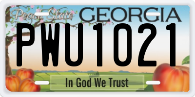 GA license plate PWU1021
