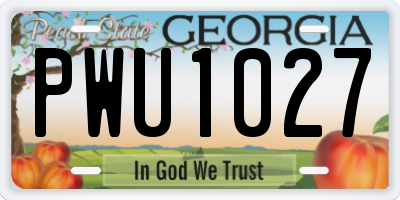 GA license plate PWU1027