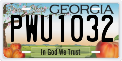 GA license plate PWU1032