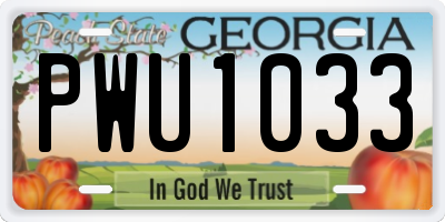 GA license plate PWU1033