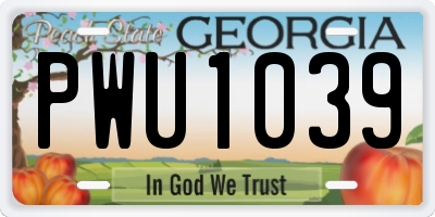 GA license plate PWU1039