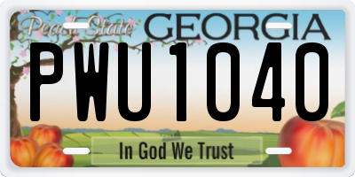 GA license plate PWU1040