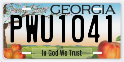 GA license plate PWU1041