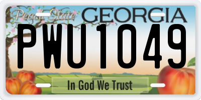 GA license plate PWU1049