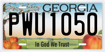 GA license plate PWU1050