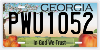 GA license plate PWU1052