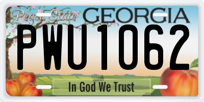 GA license plate PWU1062