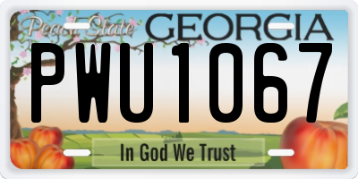 GA license plate PWU1067