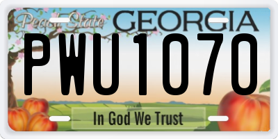 GA license plate PWU1070