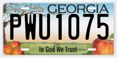 GA license plate PWU1075