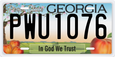 GA license plate PWU1076