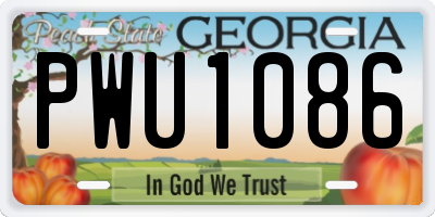 GA license plate PWU1086